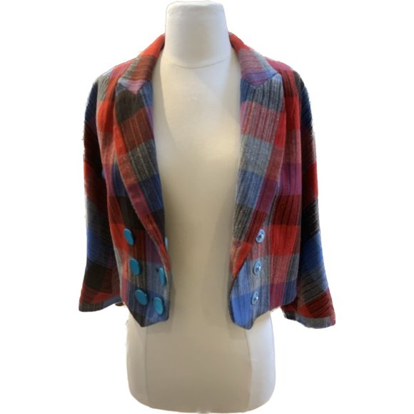 Marc by Marc Jacobs Vintage Women's Wool Plaid Double-Breasted Blazer - Size M - Picture 2 of 9